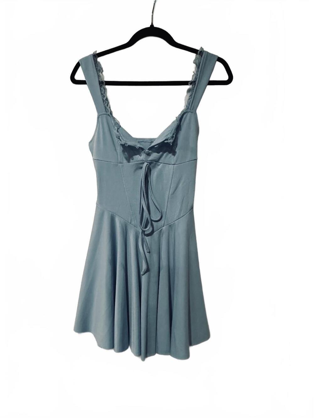 Light blue sleeveless skater dress